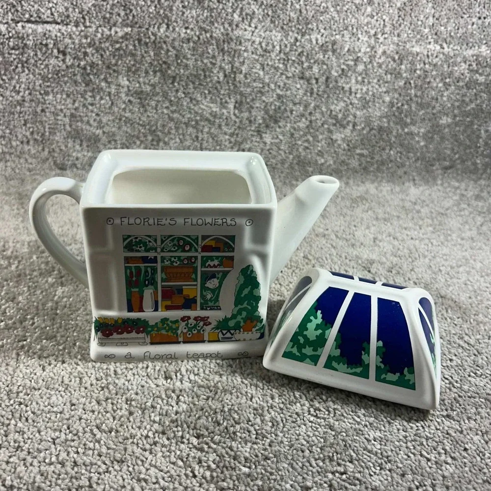 Wade England Florie's Flowers Teapot White English Life Ceramic Collectible